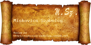 Miskovics Szabolcs névjegykártya